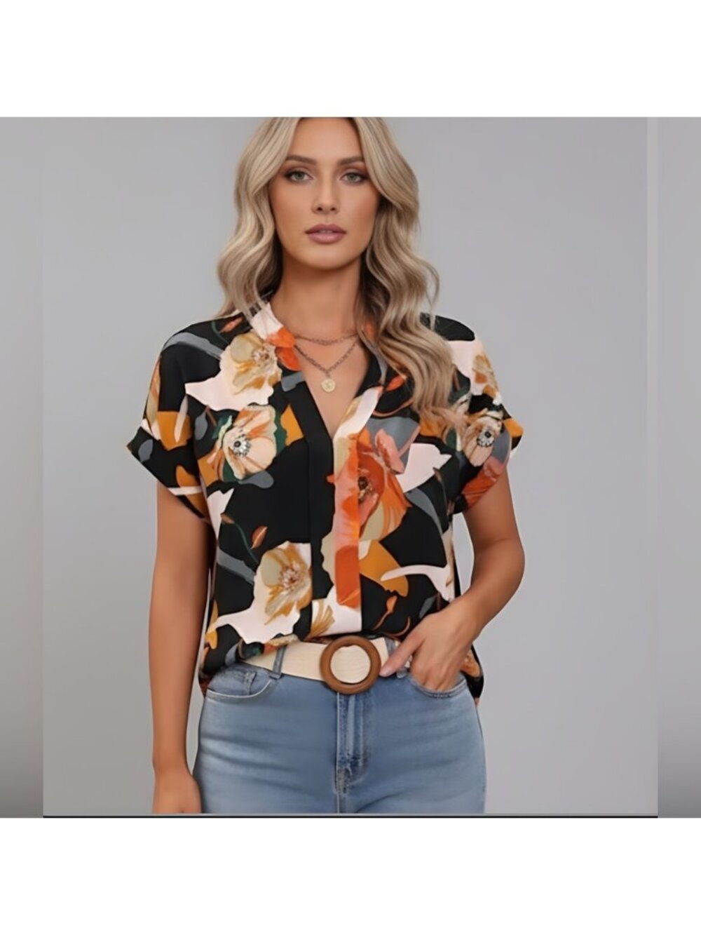 Floral Print Batwing Sleeve Blouse